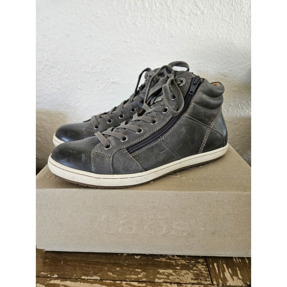 Taos Union High Top Shoes Sneakers Steel Gray Leather Lace/Zip Up Womens Size 10